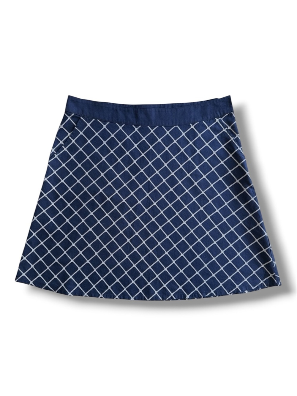 Tommy Hilfiger Navy Diamond‑Nautical-Grid Skirt Size 8